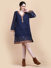 Load image into Gallery viewer, Anannasa - SABRINA EYELET TUNIC DRESS (Navy)
