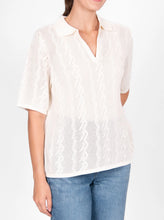 Load image into Gallery viewer, Bridge and Lord - Zig Zag Pointelle Polo (White)