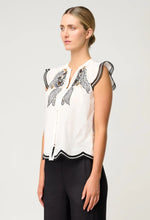 Load image into Gallery viewer, Once Was - ASEEL COTTON FLUTTER SLEEVE EMBROIDERED TOP (IVORY)