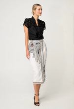 Load image into Gallery viewer, Once Was - Dalia Diamond Smock Yoke Silk Cotton Blouse (Onyx)