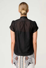 Load image into Gallery viewer, Once Was - Dalia Diamond Smock Yoke Silk Cotton Blouse (Onyx)
