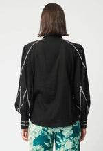 Load image into Gallery viewer, Once Was - MERIDIAN EMBROIDERED LINEN VISCOSE SHIRT IN BLACK