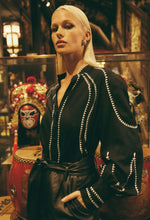 Load image into Gallery viewer, Once Was - MERIDIAN EMBROIDERED LINEN VISCOSE SHIRT IN BLACK