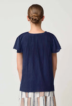 Load image into Gallery viewer, Once Was - St Lucia Cotton Self Stripe Smocked Top (Ink)