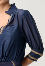 Load image into Gallery viewer, Once Was - Mustique Cotton Silk Embroidered Blouse (Ink)
