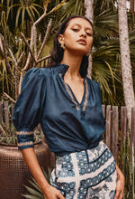 Load image into Gallery viewer, Once Was - Mustique Cotton Silk Embroidered Blouse (Ink)