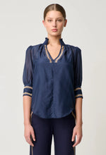 Load image into Gallery viewer, Once Was - Mustique Cotton Silk Embroidered Blouse (Ink)