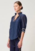 Load image into Gallery viewer, Once Was - Mustique Cotton Silk Embroidered Blouse (Ink)