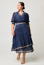 Load image into Gallery viewer, Once Was - Mustique Cotton Silk Embroidered Blouse (Ink)