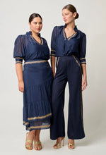 Load image into Gallery viewer, Once Was - Mustique Cotton Silk Embroidered Blouse (Ink)