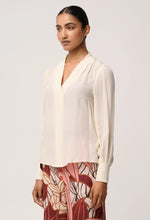 Load image into Gallery viewer, Once Was - Eden Silk Pleated Shirt (Cloud)