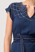 Load image into Gallery viewer, Once Was - St Lucia Cotton Self Stripe Smocked Dress in Ink