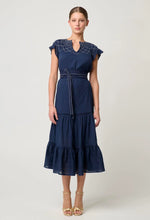 Load image into Gallery viewer, Once Was - St Lucia Cotton Self Stripe Smocked Dress in Ink