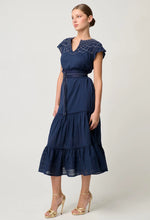 Load image into Gallery viewer, Once Was - St Lucia Cotton Self Stripe Smocked Dress in Ink