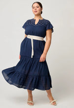 Load image into Gallery viewer, Once Was - St Lucia Cotton Self Stripe Smocked Dress in Ink