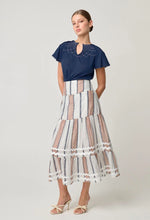 Load image into Gallery viewer, Once Was - St Lucia Cotton Self Stripe Smocked Top (Ink)