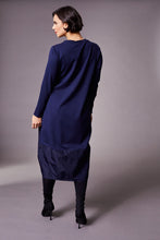 Load image into Gallery viewer, Peruzzi - Taffeta Trim Dress (Navy and Cognac)