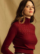 Load image into Gallery viewer, One Collective - Pointell High Neck Sweater (Wine)