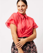 Load image into Gallery viewer, Once Was Jolie Silk / Cotton Shirt in Coral