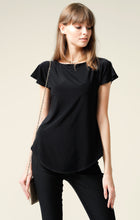 Load image into Gallery viewer, Sacha Drake - Analia Reversible Loose Fit V-Neck Cap Sleeve Jersey Top in Black