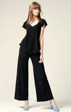 Load image into Gallery viewer, Sacha Drake - Analia Reversible Loose Fit V-Neck Cap Sleeve Jersey Top in Black