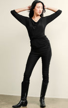 Load image into Gallery viewer, Sacha Drake - 3/4 Sleeve Reversible Stretch Jersey Cowl Tie Drape Top in Black