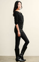 Load image into Gallery viewer, Sacha Drake - 3/4 Sleeve Reversible Stretch Jersey Cowl Tie Drape Top in Black