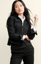 Load image into Gallery viewer, Sacha Drake - Front Zip Long Sleeve V-Neck Peplum Jacket in Black