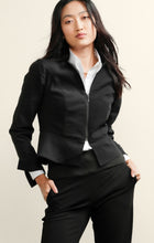 Load image into Gallery viewer, Sacha Drake - Front Zip Long Sleeve V-Neck Peplum Jacket in Black