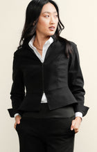 Load image into Gallery viewer, Sacha Drake - Front Zip Long Sleeve V-Neck Peplum Jacket in Black