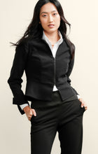 Load image into Gallery viewer, Sacha Drake - Front Zip Long Sleeve V-Neck Peplum Jacket in Black