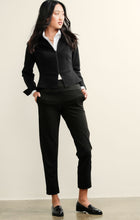 Load image into Gallery viewer, Sacha Drake - Front Zip Long Sleeve V-Neck Peplum Jacket in Black