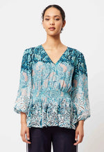 Load image into Gallery viewer, Once Was - MONACO EMBROIDERED VISCOSE BLOUSE IN MARINA FLOWER