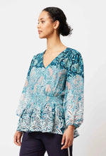 Load image into Gallery viewer, Once Was - MONACO EMBROIDERED VISCOSE BLOUSE IN MARINA FLOWER
