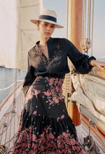 Load image into Gallery viewer, Once Was - MARGOT EMBROIDERED LINEN BOMBER IN BLACK