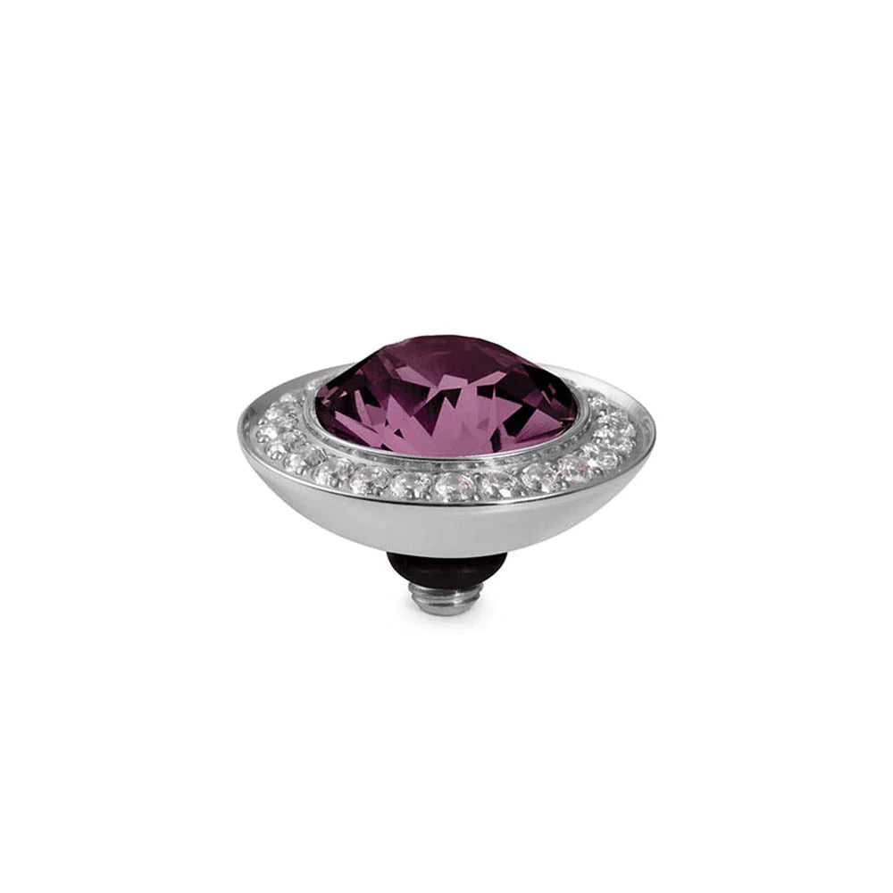 QUDO INTERCHANGEABLE TONDO DELUXE TOP 13MM - AMETHYST CRYSTAL - STAINLESS STEEL