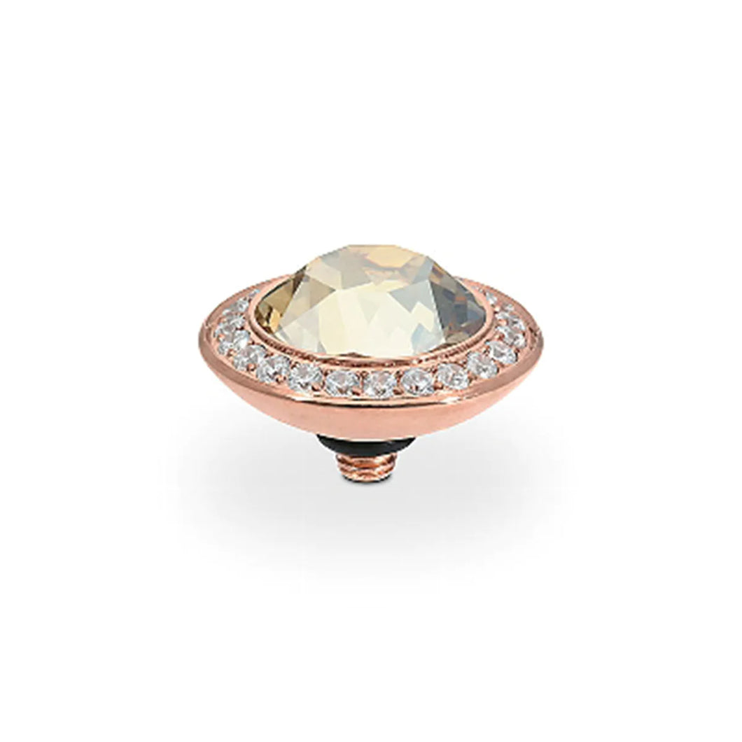 QUDO INTERCHANGEABLE TONDO DELUXE TOP 13MM - GOLDEN SHADOW EUROPEAN CRYSTAL - ROSE GOLD PLATED