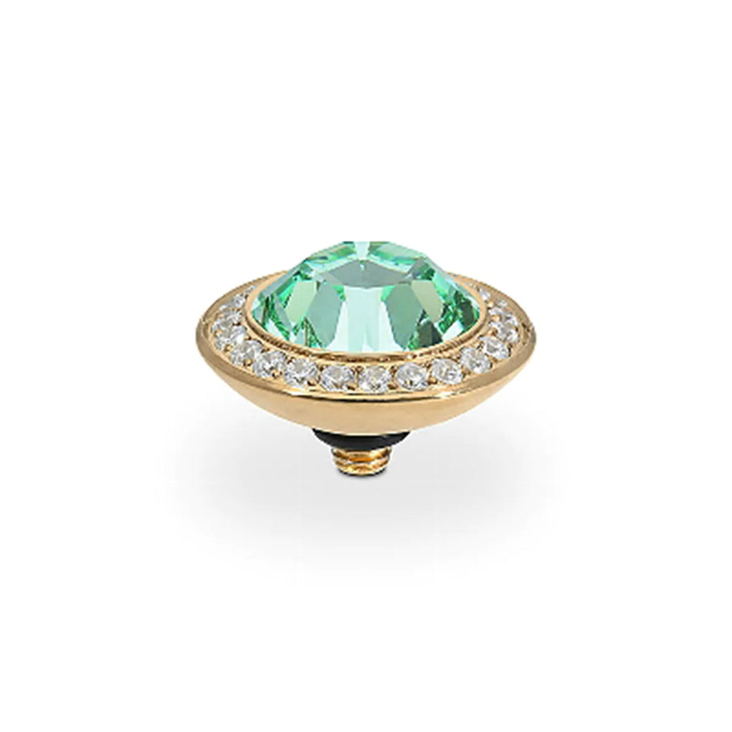 QUDO INTERCHANGEABLE TONDO DELUXE TOP 13MM - CHRYSOLITE EUROPEAN CRYSTAL - GOLD PLATED