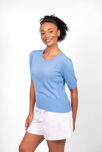 Load image into Gallery viewer, Bridge and Lord - Rib Trim Short Sleeve Top (Cornflower)
