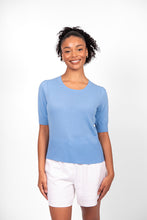 Load image into Gallery viewer, Bridge and Lord - Rib Trim Short Sleeve Top (Cornflower)
