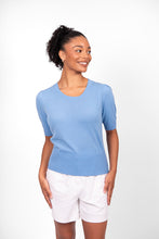 Load image into Gallery viewer, Bridge and Lord - Rib Trim Short Sleeve Top (Cornflower)
