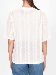 Bridge and Lord - Zig Zag Pointelle Polo (White)
