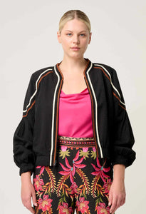 Once Was - Arabella reversible VISCOSE JACKET IN ANTHOS LÓTOS/BLACK