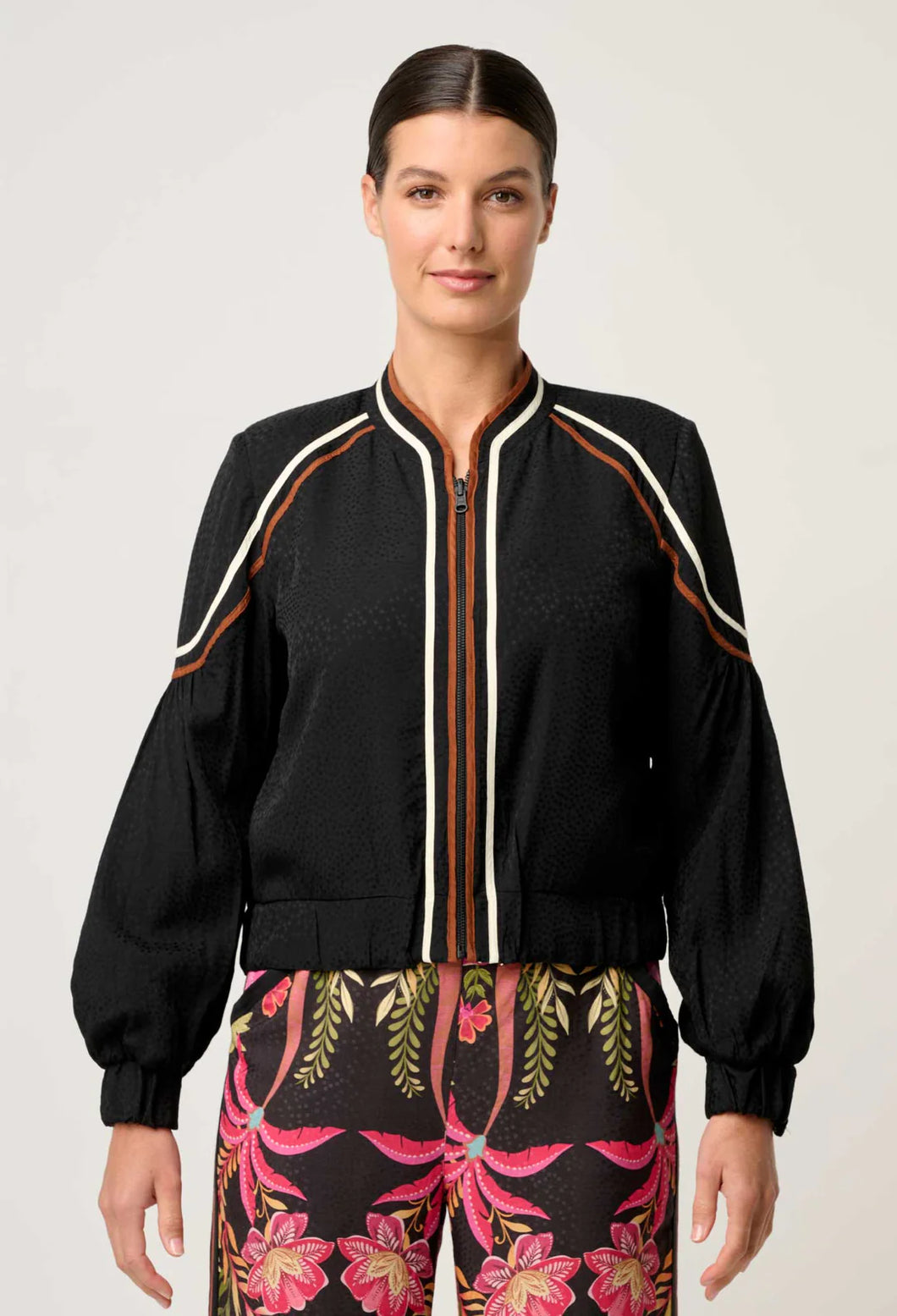 Once Was - Arabella reversible VISCOSE JACKET IN ANTHOS LÓTOS/BLACK