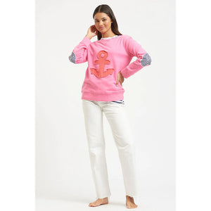 EST 1971 - Frayed Anchor Cotton Sweatshirt Pink