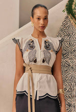 Load image into Gallery viewer, Once Was - ASEEL COTTON FLUTTER SLEEVE EMBROIDERED TOP (IVORY)
