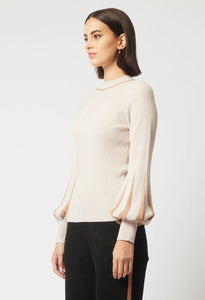 Once Was - MERIDIAN MERINO WOOL BLEND KNIT TOP IN BAMBOO