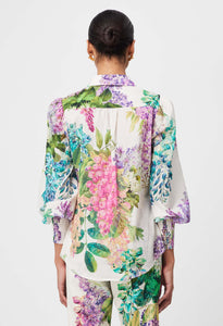 Once Was - Swanson Embroidered Cotton Voile Shirt in Wisteria Alba