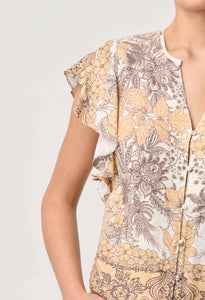 Once Was - Novia Linen Viscose Top in Golden Mallow