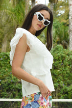 Load image into Gallery viewer, Coop - On the Ruffle Top (White)
